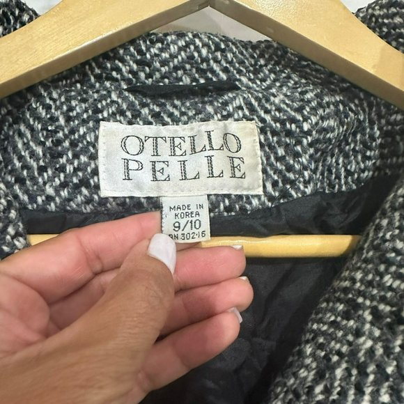 Vintage Otello Pelle Bomber Jacket Womens Size Medium Gray Wool Blend Mock Coat - Picture 9 of 15